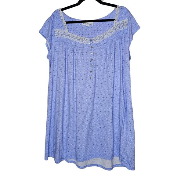 Eileen West Other - Eileen West L Blue Floral Nightgown Cap Sleeve Cotton Cottagecore Flower Button